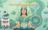 Memória, Foco e Prevenção de Alzheimer em Sobre SIBO Ilustração conceitual de uma mulher a meditar, mostrando conexões neurais entre o cérebro e o microbioma intestinal.