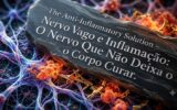 Nervo Vago e Inflamação: O Nervo Que Não Deixa o Corpo Curar em Notícias Uma rocha com texto sobre nervo vago e inflamação sobre uma rede neural complexa com células laranjas